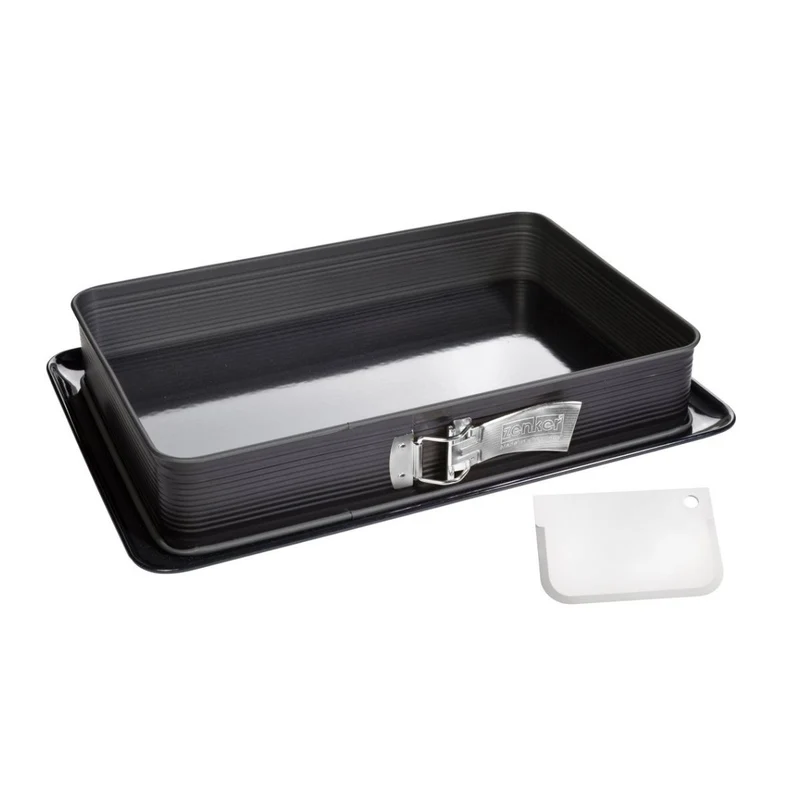 Moule à charnière rectangulaire en acier émaillé et sa spatule 42 x 29 cm Zenker Deluxe