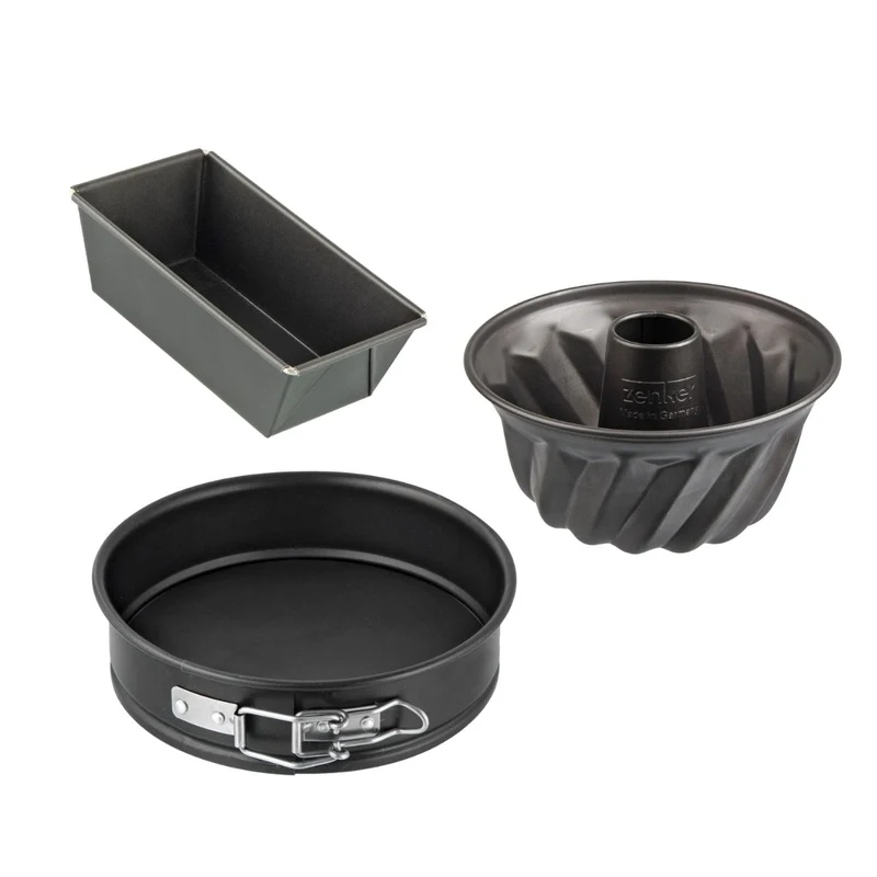 Set de 3 mini moules à cake 15 cm, charnière 16 cm et kouglof 18 cm Zenker Spécial Mini