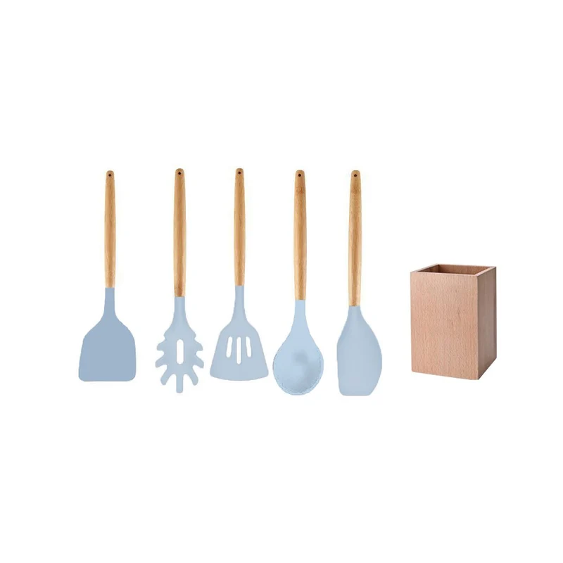 Set d'ustensiles de cuisine en bois avec pot de rangement 32 cm Fackelmann
