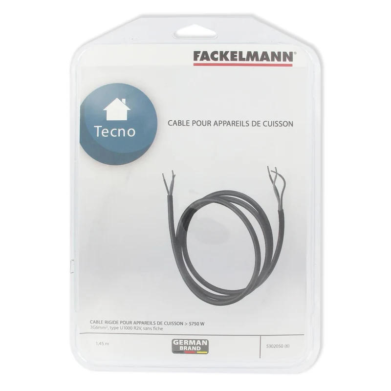 Câble électrique pour appareil électroménager type four ou plaque de cuisson 3G6 mm² Fackelmann