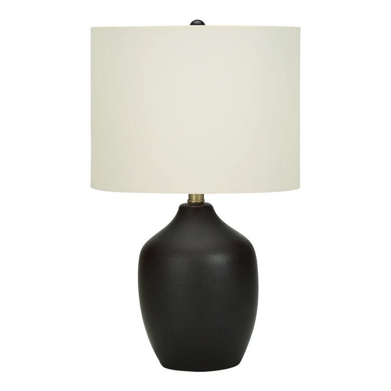 Lampe de table en céramique noire lisse 22 po - I 9708