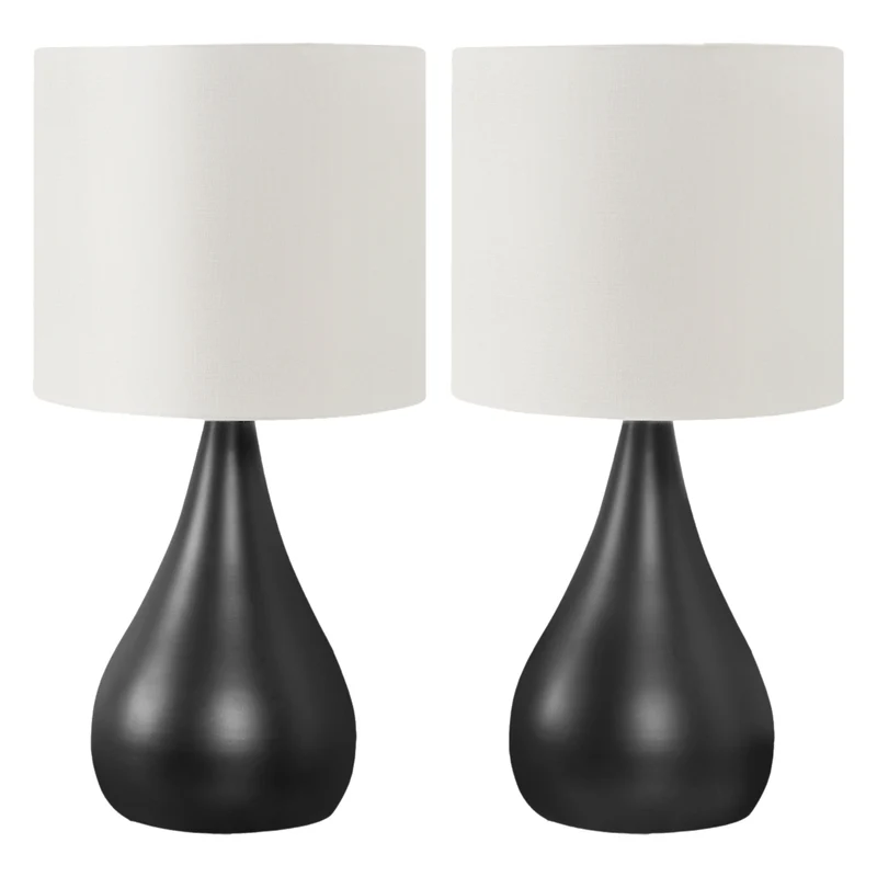 Ensemble de 2 lampes de table en métal noir 18 po - I 9639