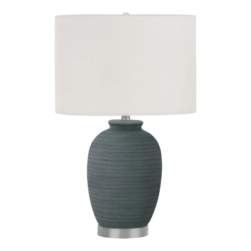 Lampe de table céramique bleue texturée 24 po - I 9622