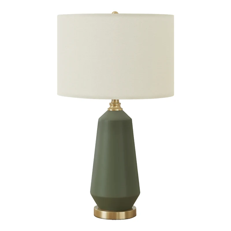 Lampe de table en céramique verte et accents en métal doré 26 po - I 9624
