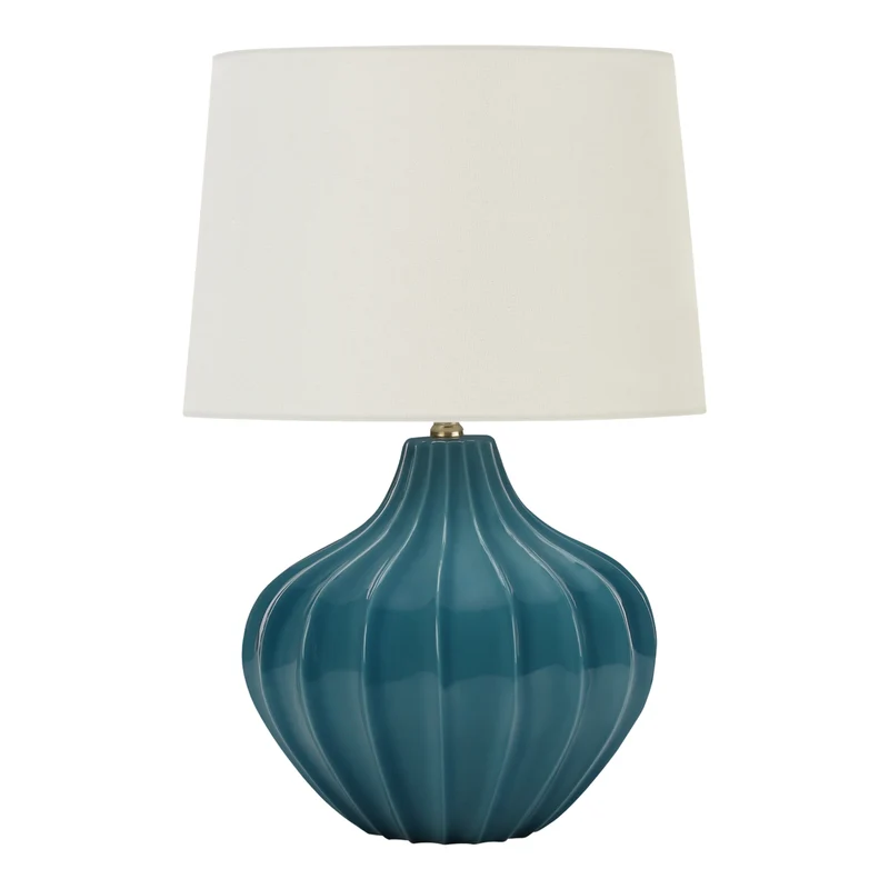 Lampe de table en céramique bleue incurvée 24 po - I 9612