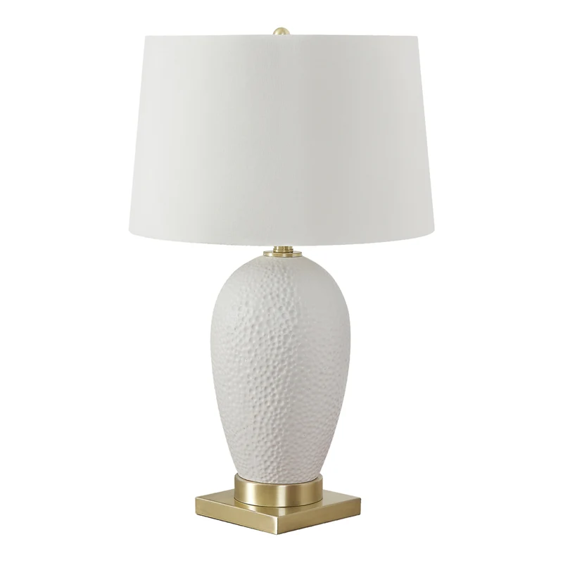 Lampe de table en céramique blanche et dorée 26 po - I 9610