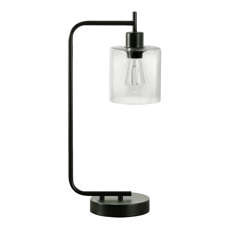 Lampe de table en métal noir avec port USB intégré 20 po - I 9637