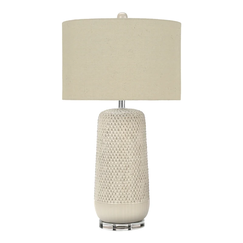 Lampe de table en céramique crème avec un motif en relief 31 po - I 9605