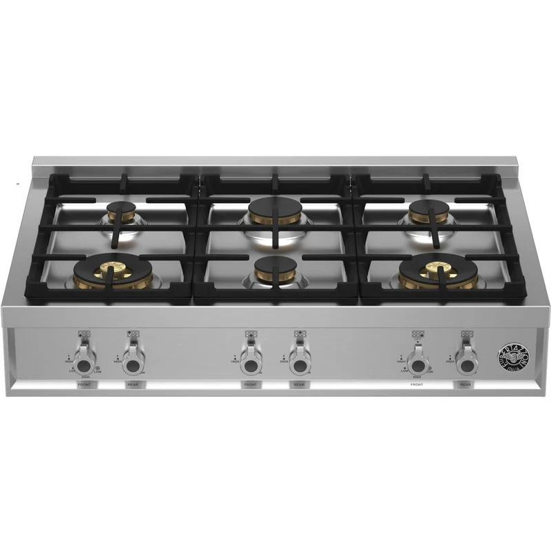 Bertazzoni Dessus de cuisinière encastrée à gaz de 36 po. avec 6 brûleurs PROF366RTBXT