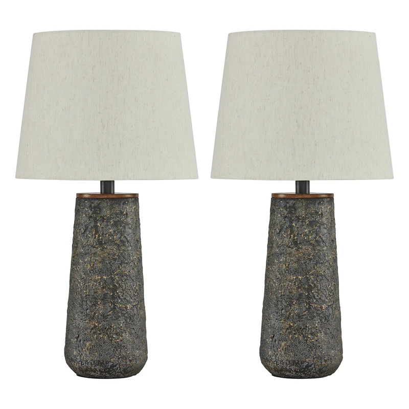 Ensemble de 2 lampes de table en bois et métal bronze 24 po. - Chaston