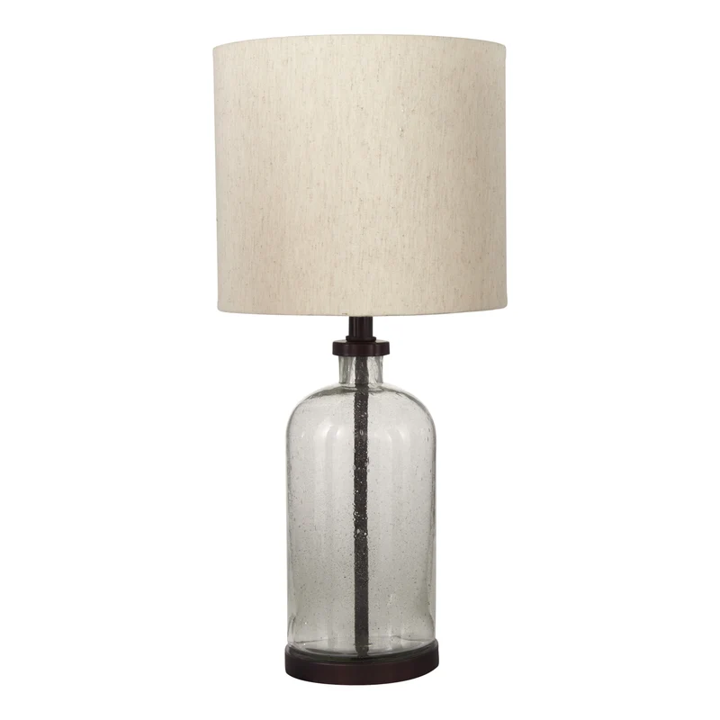 Lampe de table en verre granuleux et métal bronze 23 po. - Bandile