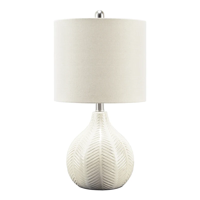 Lampe de table en céramique texturée blanche 22 po. - Rainermen