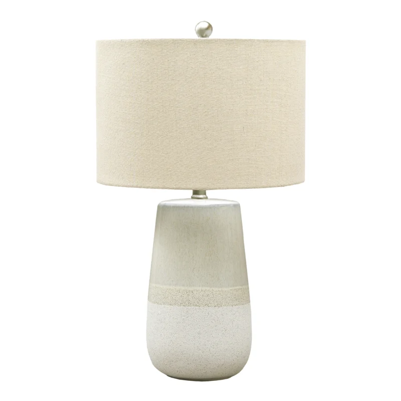 Lampe de table en céramique émaillée beige/blanche 27 po. - Shavon
