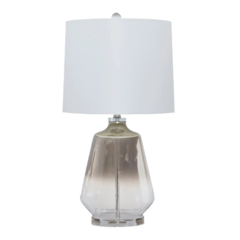 Lampe de table en verre et acylique à effet ombré argenté 28 po - Jaslyn