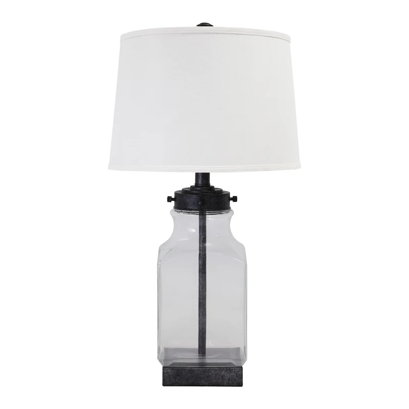 Lampe de table en verre fumé et métal argenté 30 po. - Sharolyn