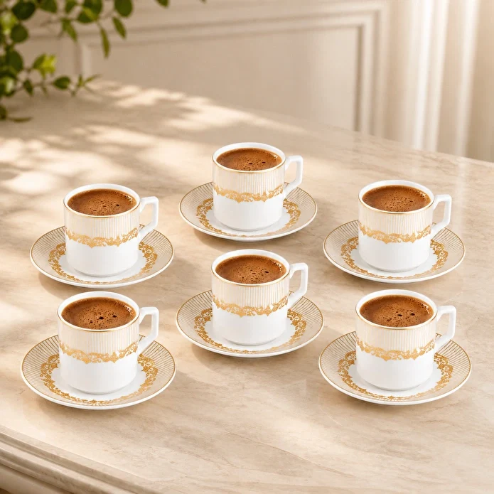 Karaca Vildan Service à Café en Bone China, 12 Pièces, pour 6 Personnes, 100 ml