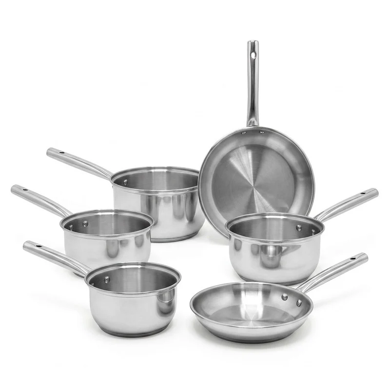 Lot de 4 casseroles 16/18/20/22 cm et poêles en inox 20/28 cm Fackelmann Rhona