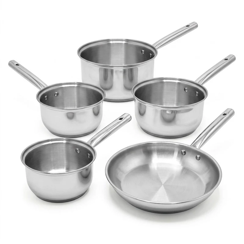 Lot de 4 casseroles 16/18/20/22 cm et poêle 28 cm en inox Fackelmann Rhona