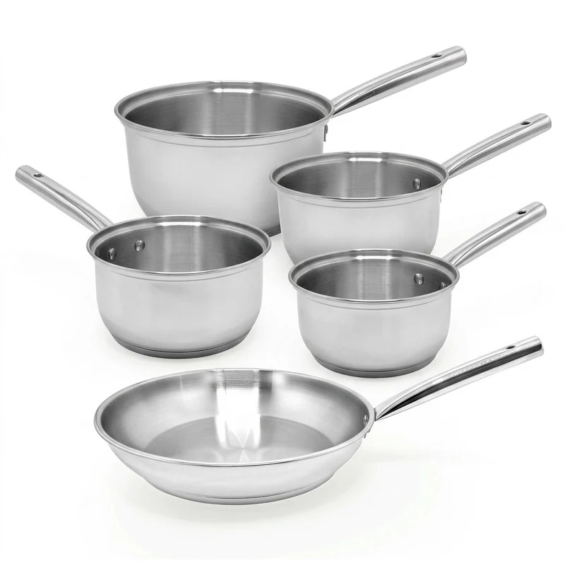 Lot de 4 casseroles 16/18/20/22 cm et 1 poêle en inox 24 cm Fackelmann Rhona