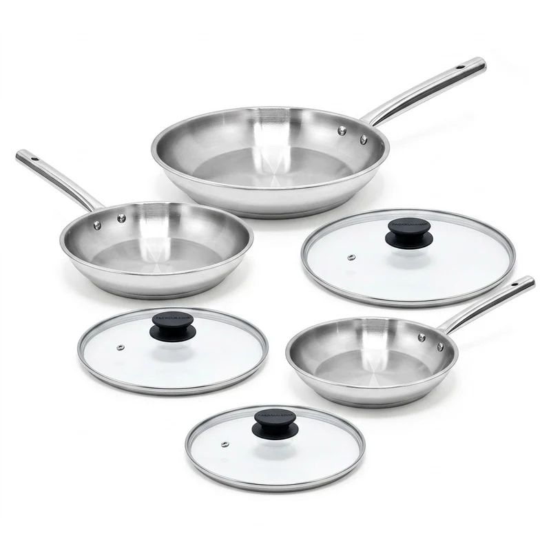 Lot de 3 poêles à frire 20, 24 et 28 cm et 3 couvercles en verre Fackelmann Rhona