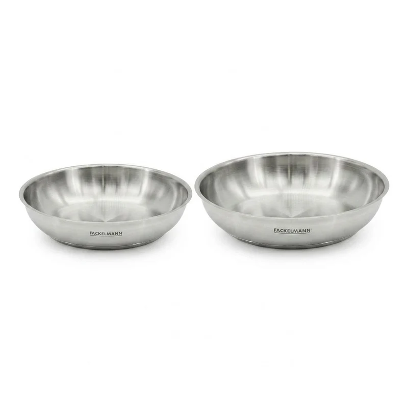Lot de 2 poêles en inox 24 cm et 28 cm Fackelmann InoGrip