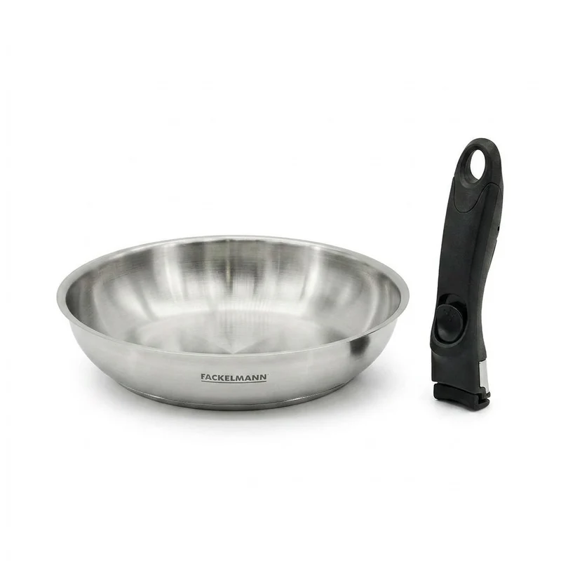 Lot de 1 poêle 24 cm en inox et 1 manche amovible Fackelmann InoGrip
