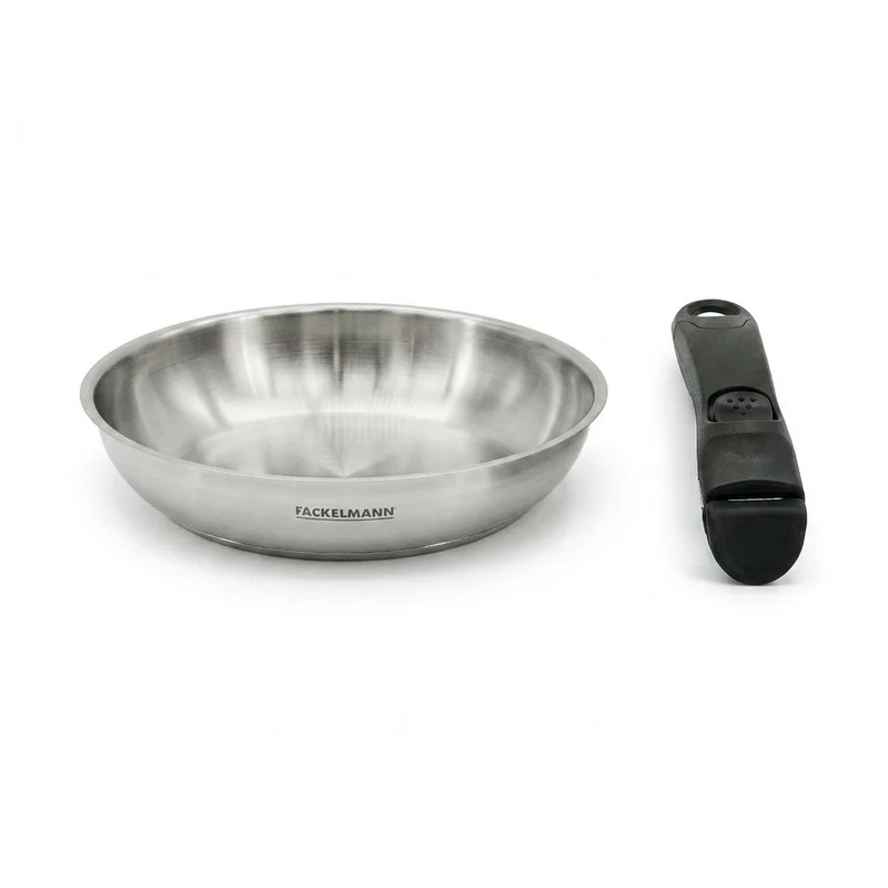 Poêle de cuisson 28 cm en inox avec manche amovible Fackelmann InoGrip et accessoires