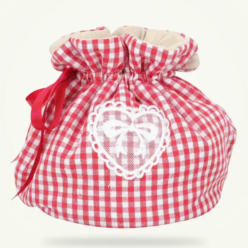 Couvre-théière en tissu à motifs cœur