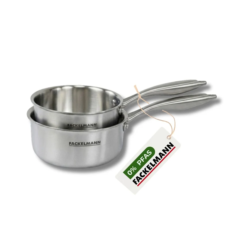 Batterie de cuisine avec 2 casseroles 14 et 18 cm en inox sans PFAS Fackelmann Vita3