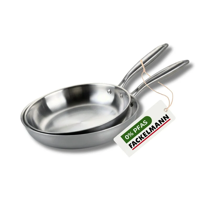 Set de 2 poêles de cuisson 26/28 cm en inox sans PFAS Fackelmann Vita3