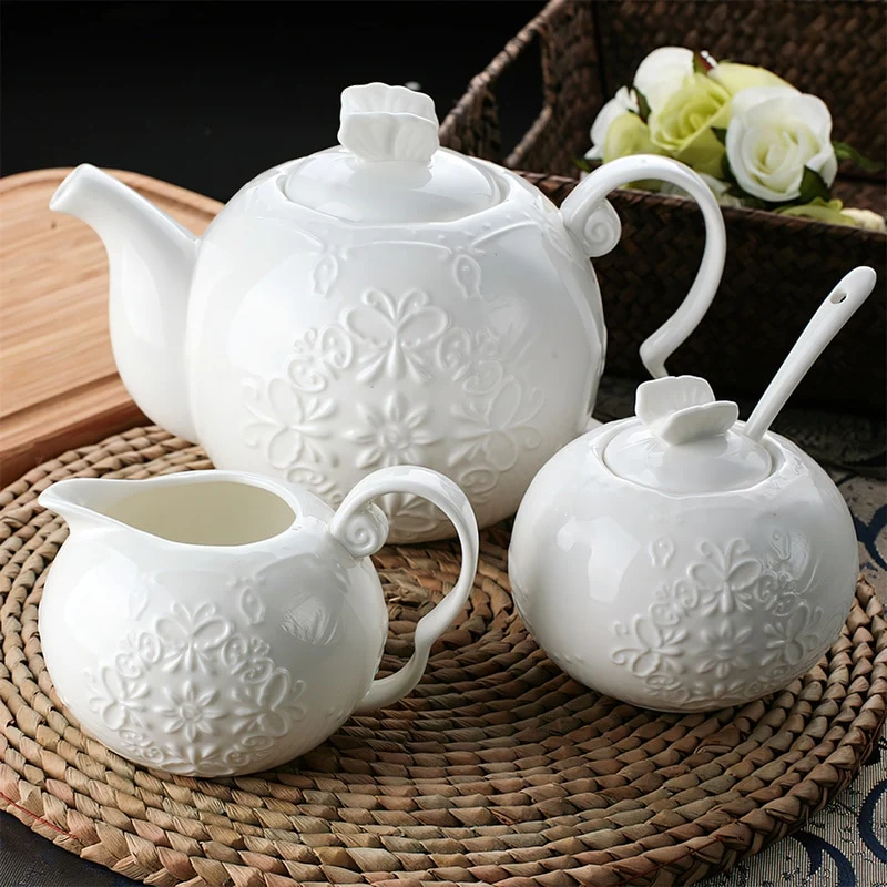 Service à Thé Porcelaine Blanche Théière 900ml