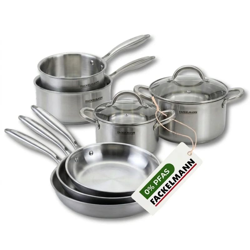 Batterie de cuisine avec 3 poêles 20/26/28 cm 2 casseroles 14/18 cm et 2 faitouts 20/24 cm sans PFAS Fackelmann Vita3
