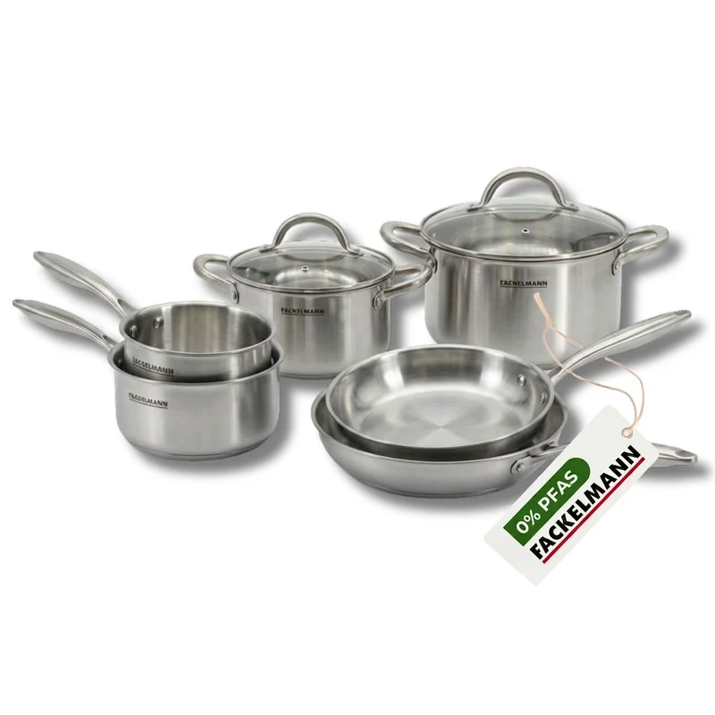 Batterie de cuisine avec 2 poêles 20/26 cm 2 casseroles 14/18 cm et 2 faitouts 20/24 cm sans PFAS Fackelmann Vita3