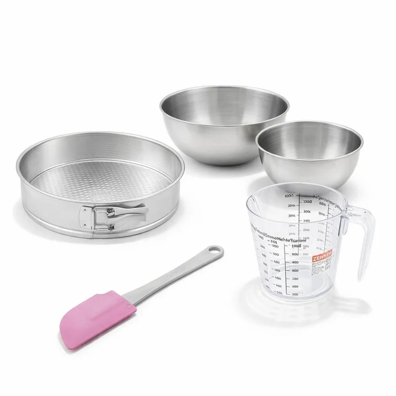 Set de 5 ustensiles de pâtisserie moule à gâteaux 2 bols spatule pâtisserie et verre doseur Zenker Silver