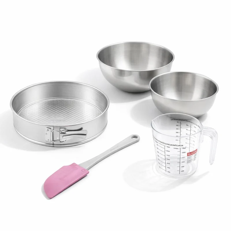 Set de 5 ustensiles de pâtisserie moule à gâteaux bols spatule et verre doseur Zenker Silver