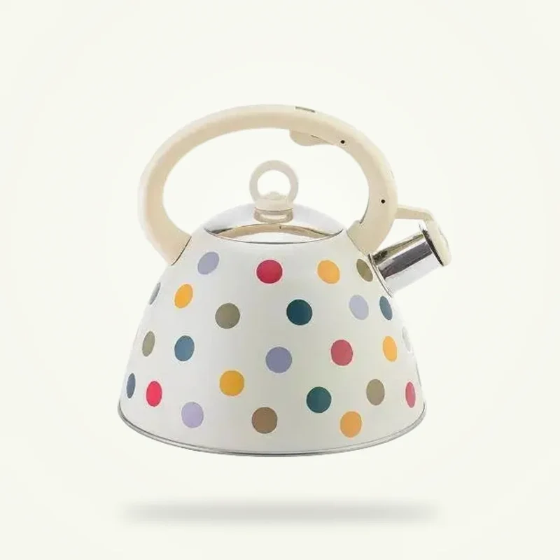 Bouilloire Vintage Blanche à Pois Multicolor