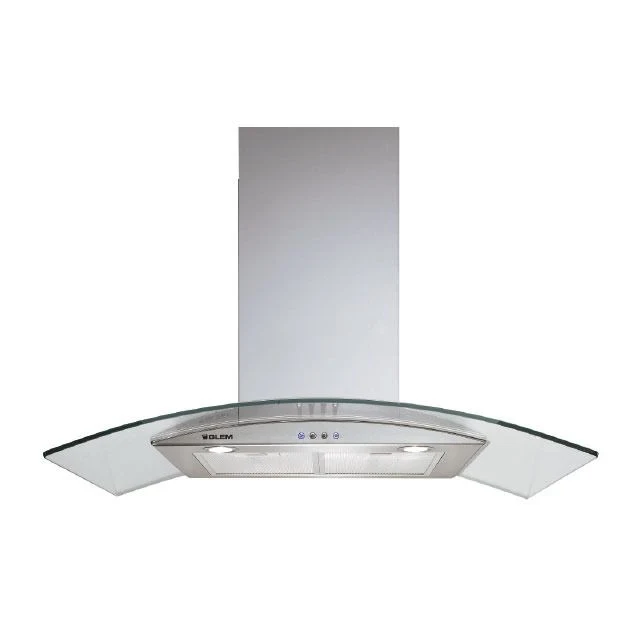 Hotte Décorative Murale Soft Verre Galbé/Inox 90 cm GLEM GHS972IX